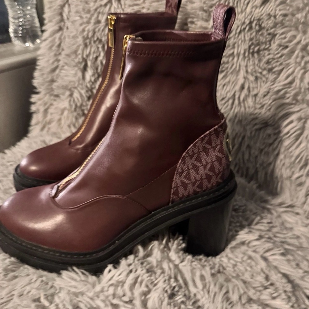 Michael Kors Burgundy Combat Boots - Picture 3 of 7
